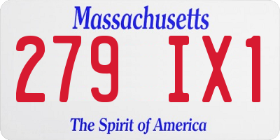 MA license plate 279IX1