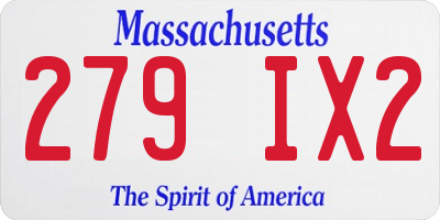 MA license plate 279IX2