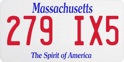 MA license plate 279IX5