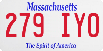 MA license plate 279IY0