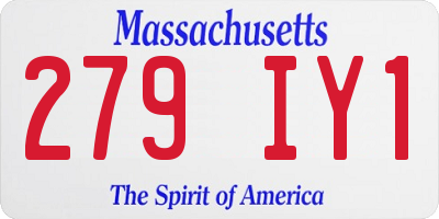 MA license plate 279IY1