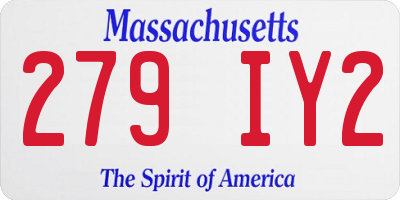 MA license plate 279IY2
