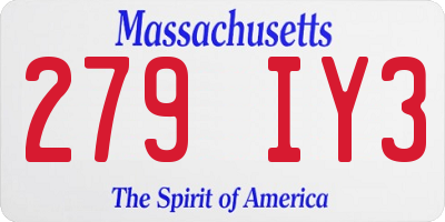 MA license plate 279IY3