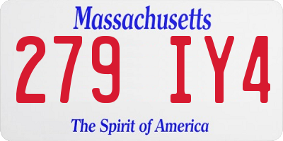 MA license plate 279IY4