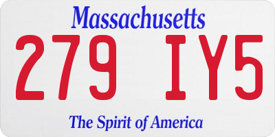 MA license plate 279IY5