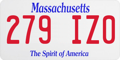 MA license plate 279IZ0