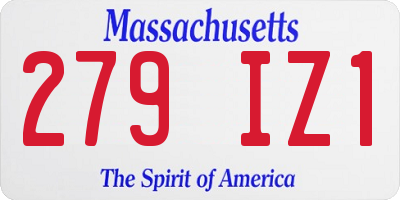 MA license plate 279IZ1