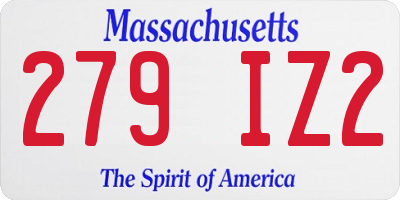MA license plate 279IZ2