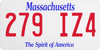 MA license plate 279IZ4
