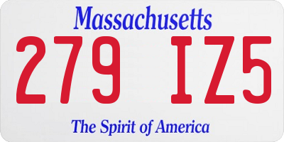 MA license plate 279IZ5