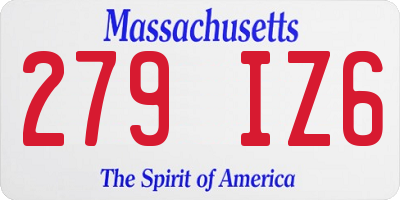 MA license plate 279IZ6