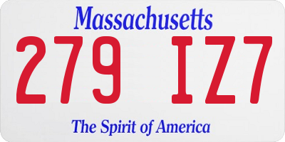 MA license plate 279IZ7