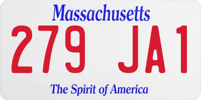 MA license plate 279JA1