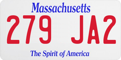 MA license plate 279JA2