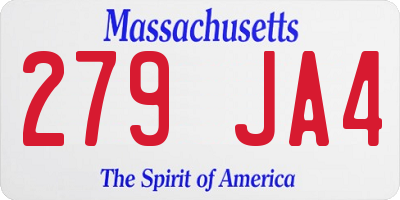 MA license plate 279JA4