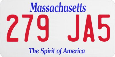 MA license plate 279JA5