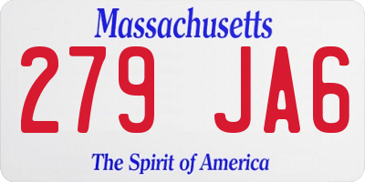 MA license plate 279JA6