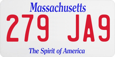 MA license plate 279JA9