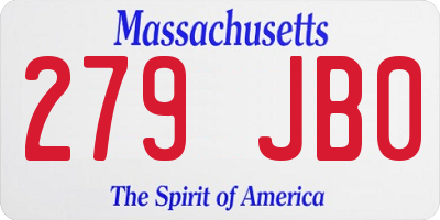 MA license plate 279JB0