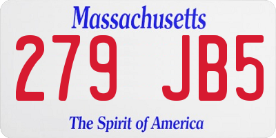 MA license plate 279JB5