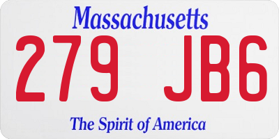 MA license plate 279JB6