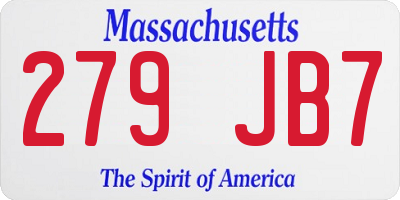 MA license plate 279JB7