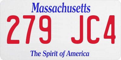 MA license plate 279JC4