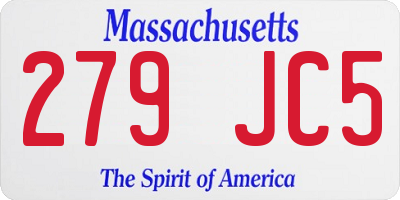 MA license plate 279JC5