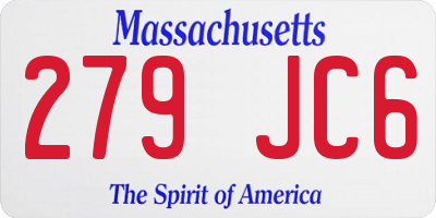 MA license plate 279JC6