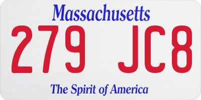 MA license plate 279JC8