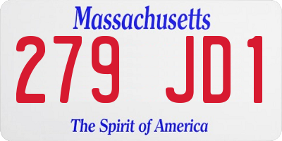 MA license plate 279JD1