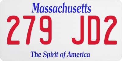 MA license plate 279JD2