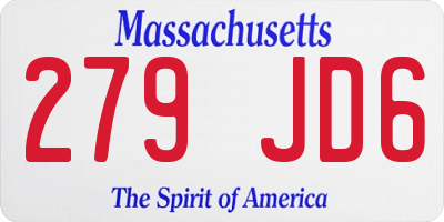 MA license plate 279JD6