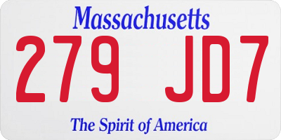MA license plate 279JD7
