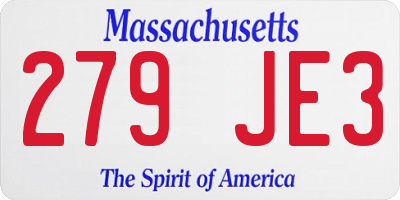 MA license plate 279JE3