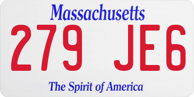 MA license plate 279JE6