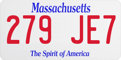 MA license plate 279JE7