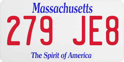 MA license plate 279JE8