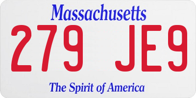 MA license plate 279JE9
