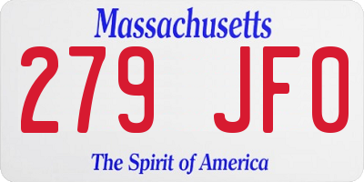 MA license plate 279JF0
