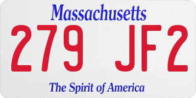 MA license plate 279JF2
