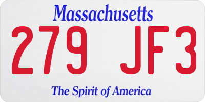 MA license plate 279JF3