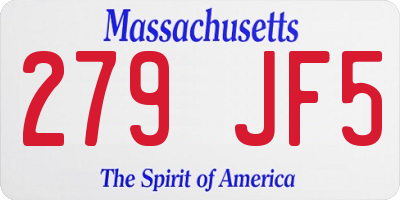 MA license plate 279JF5
