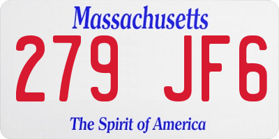 MA license plate 279JF6
