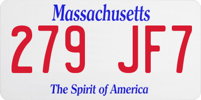 MA license plate 279JF7