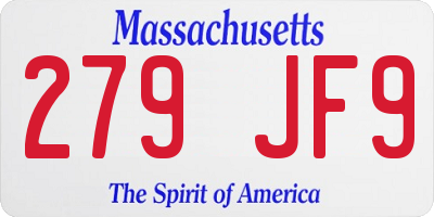 MA license plate 279JF9