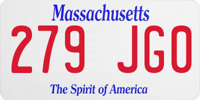 MA license plate 279JG0