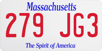 MA license plate 279JG3