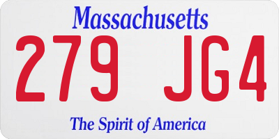 MA license plate 279JG4