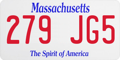 MA license plate 279JG5